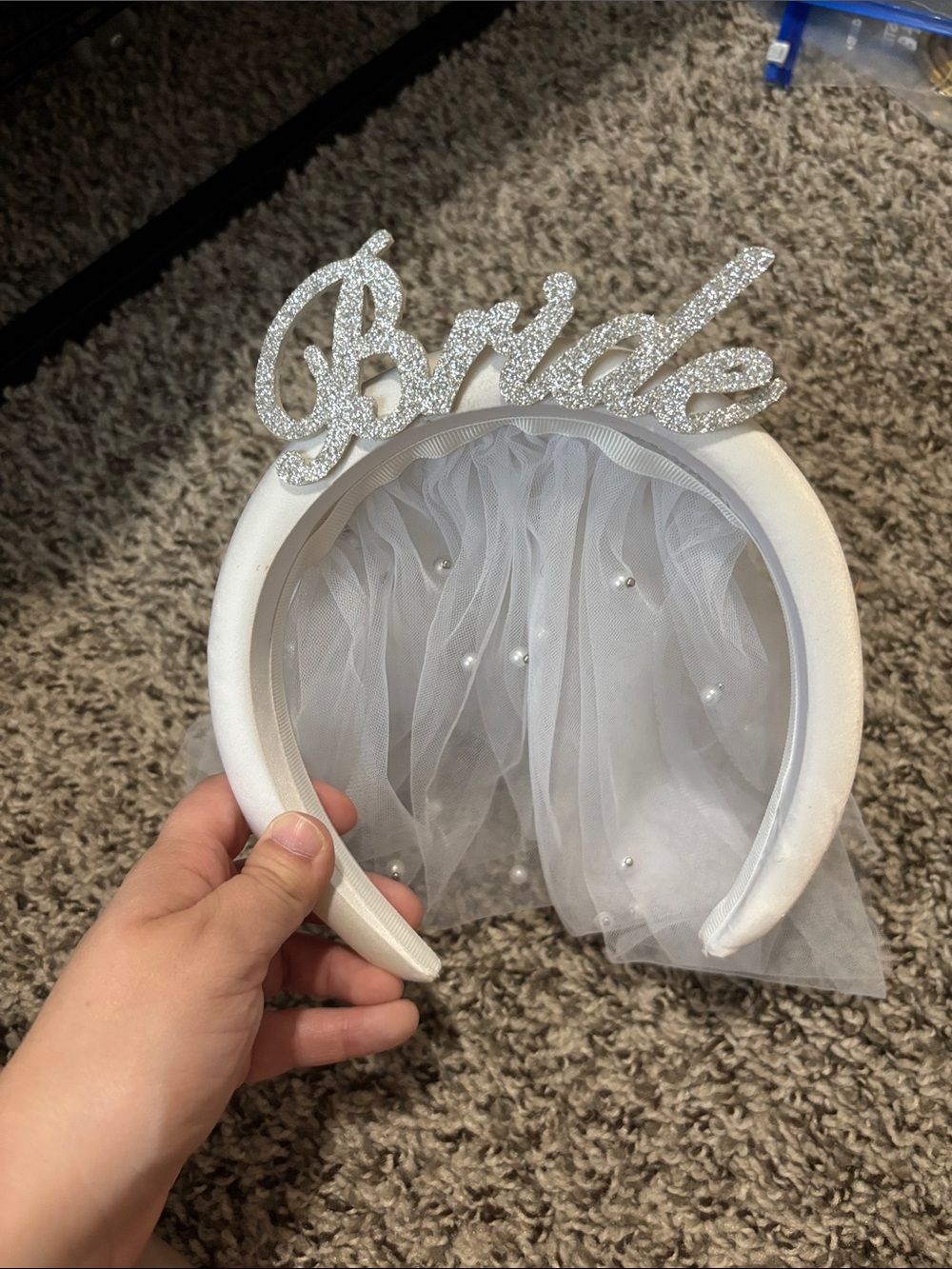 Target White Bride Headband with Pearl-Accent Veil
